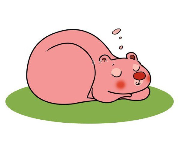 在睡觉的大熊简笔画教程-1