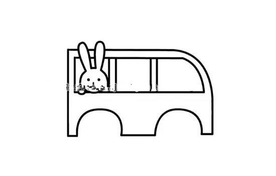 卡通校车简笔画教程-5