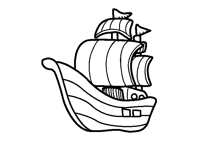 四张海盗船简笔画图片-1