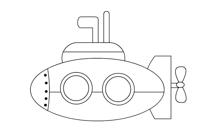 潜水艇简笔画带颜色-1