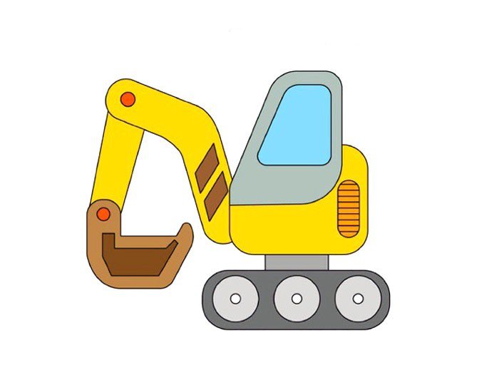 挖掘机简笔画及步骤图-1