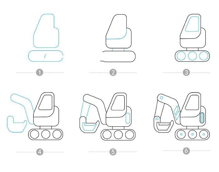 挖掘机简笔画及步骤图-2