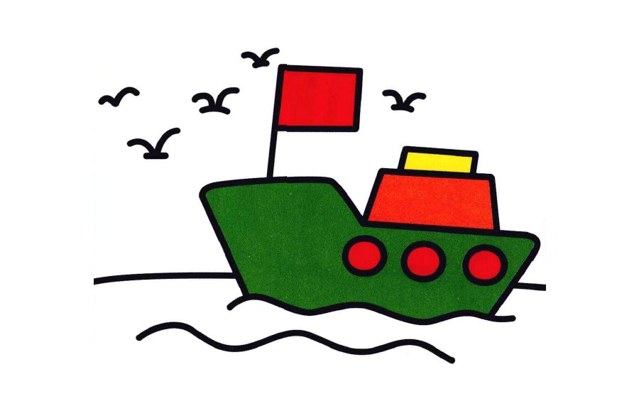 简笔画海上行驶的轮船-1