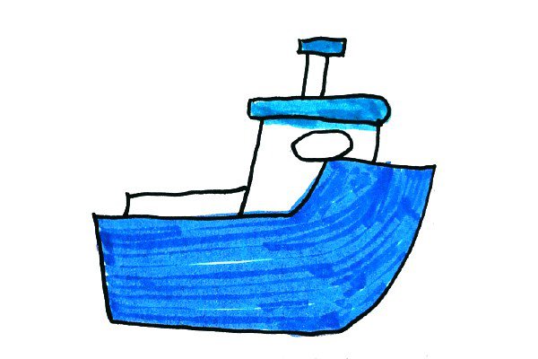 清新海洋风格轮船简笔画-1