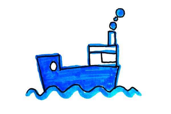 清新海洋风格轮船简笔画-2