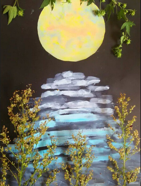 记忆中的月亮,中秋节题材儿童画-1