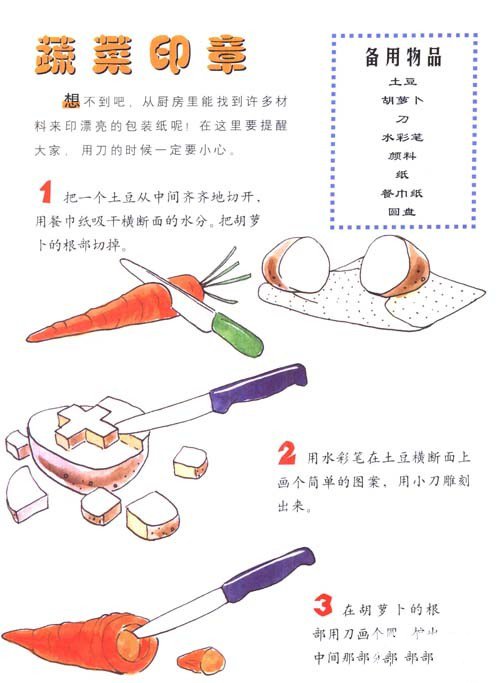 幼儿手工制作：如何自制蔬菜印章-1