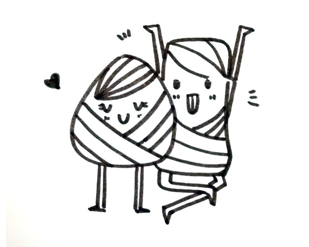 两只超萌的粽子简笔画-1
