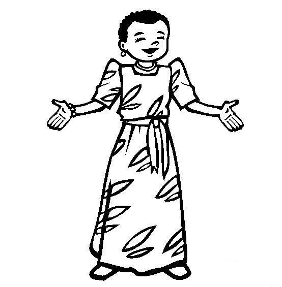 世界民族服饰简笔画_乌干达小女孩简笔画图片-1