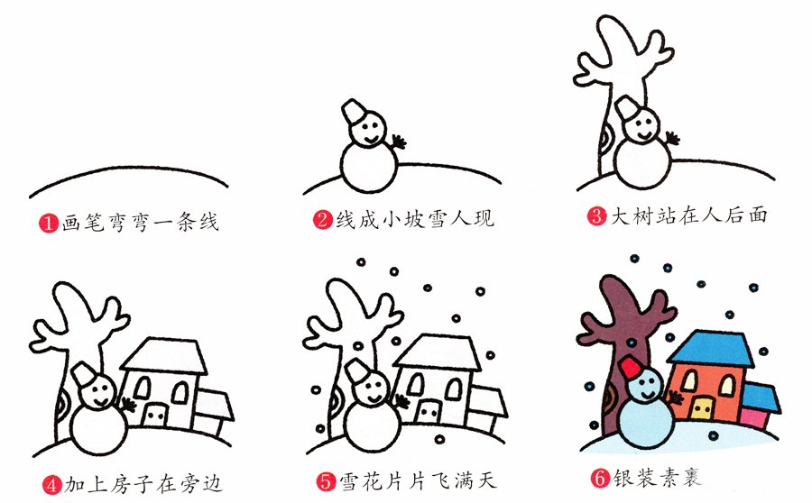 冬天风景简笔画画法-2