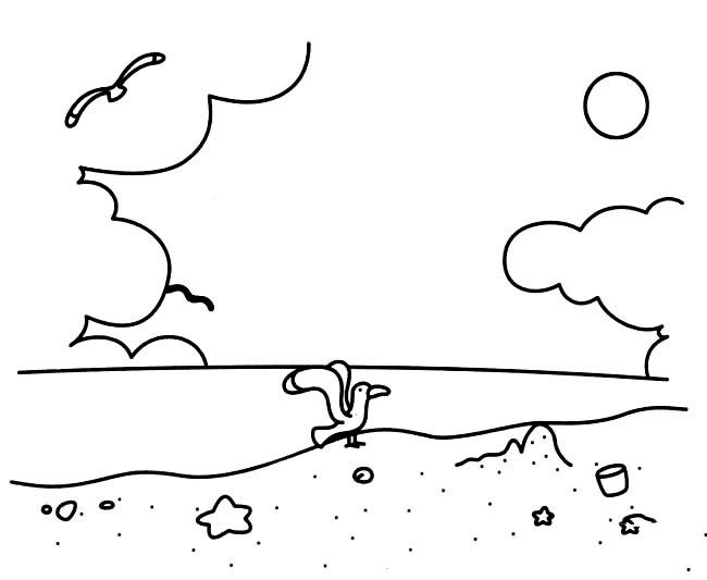 风景简笔画_海边沙滩风景简笔画-1