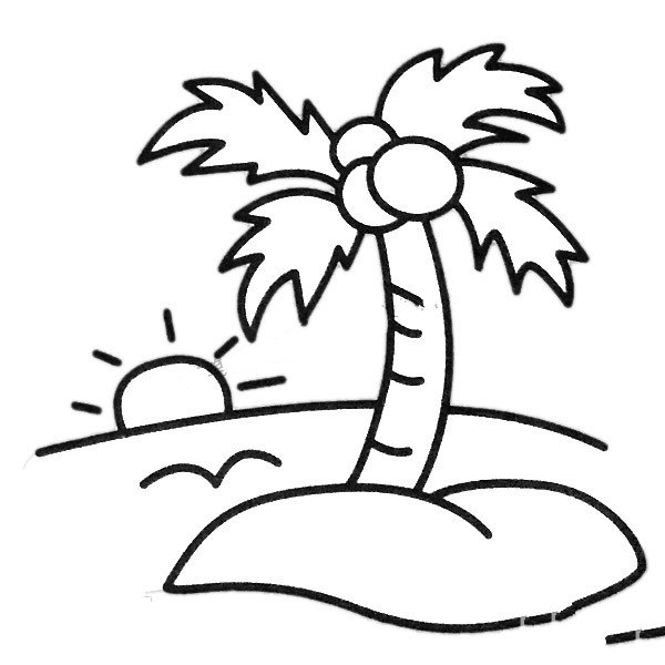 海岛风景简笔画图片-1