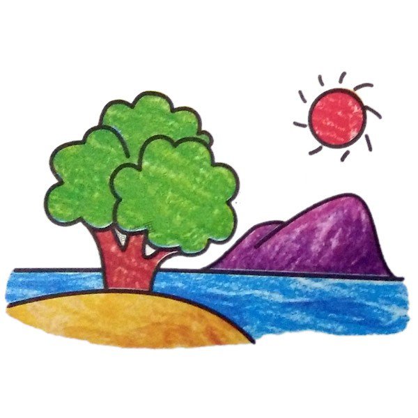 山水风景简笔画图片-2