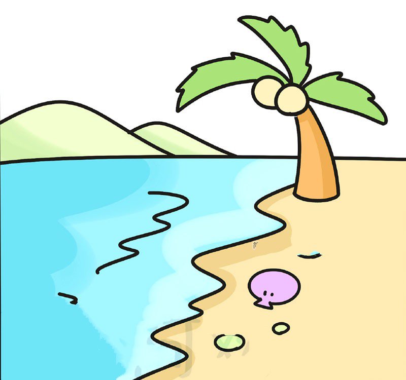 海滩美景简笔画图片-2