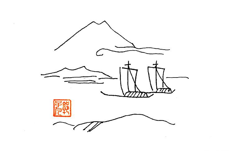 风和日丽春天风景简笔画-2