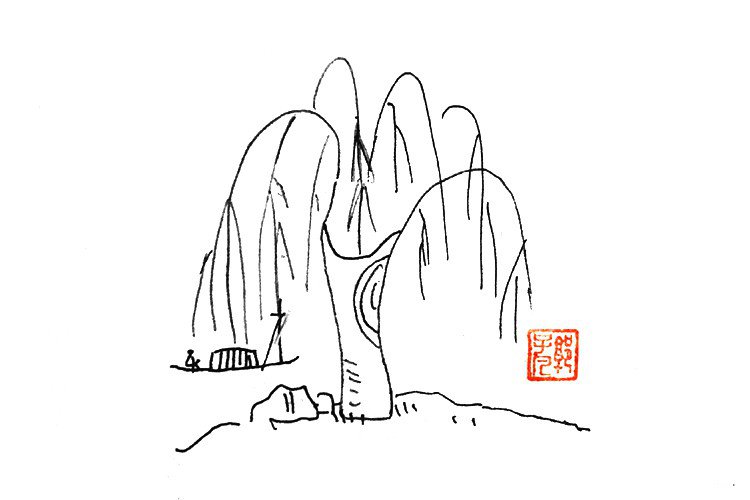 风和日丽春天风景简笔画-5