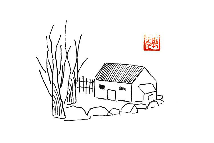 风和日丽春天风景简笔画-8