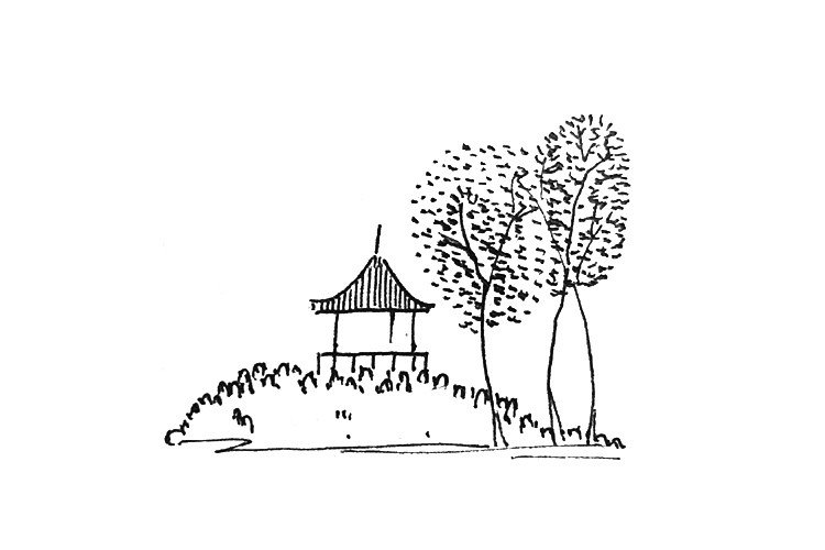 风和日丽春天风景简笔画-9