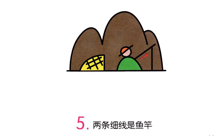 山间垂钓简笔画-5