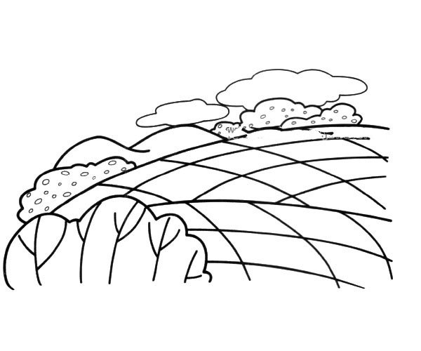 漂亮的田园风景简笔画图片-1