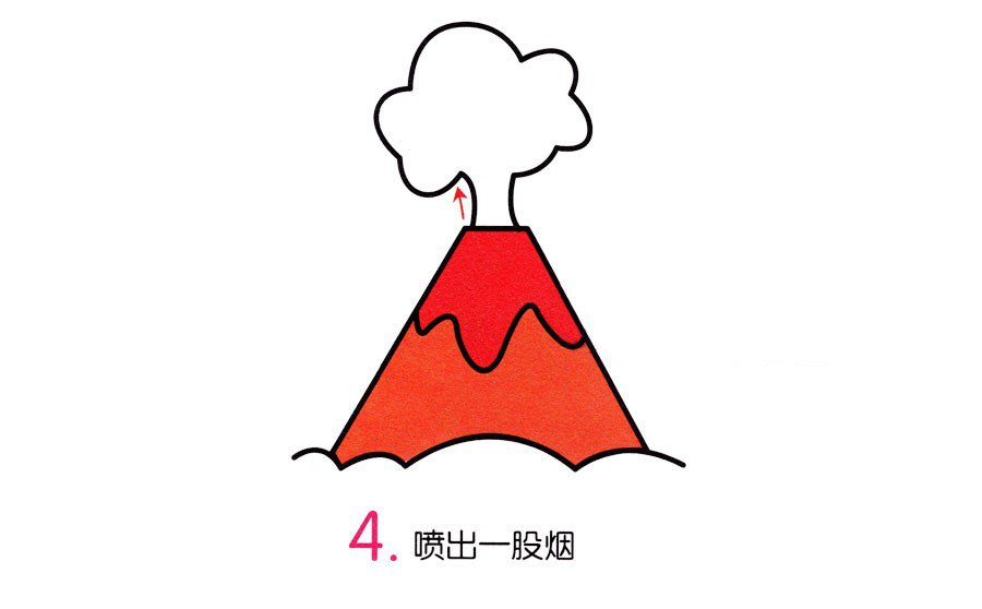 火山喷发简笔画-4