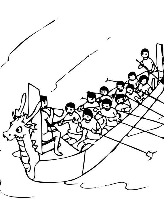 端午节简笔画素材_划大龙舟简笔画图片-1