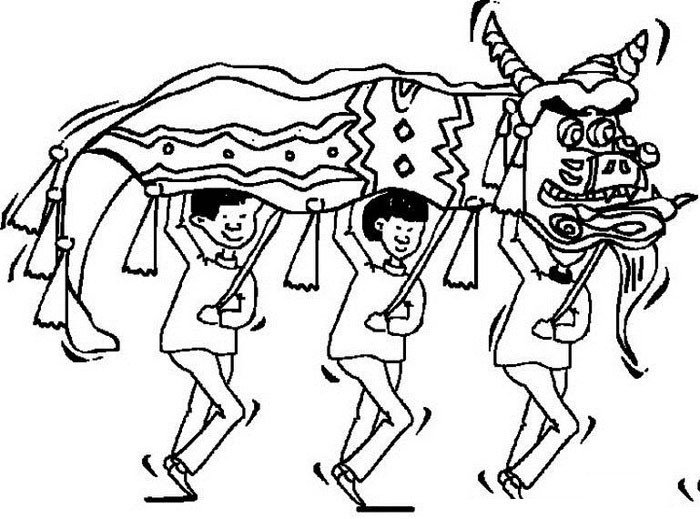 节日简笔画素材_舞龙简笔画图片-1