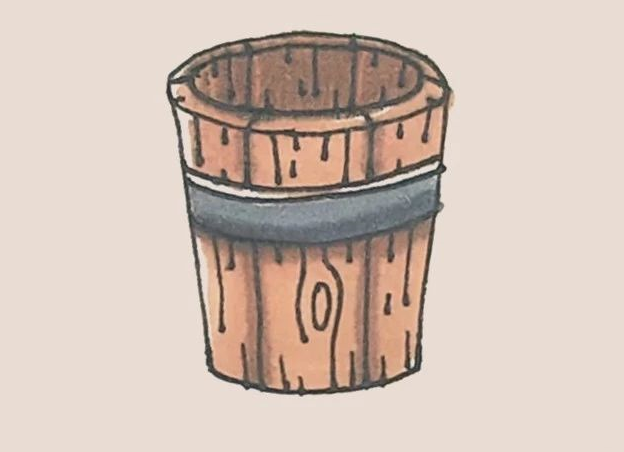简笔画木桶-7