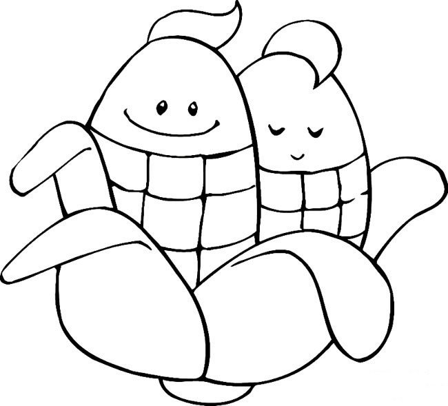 蔬菜简笔画大全_卡通玉米简笔画-1