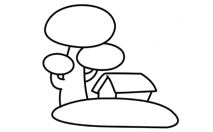 树下的小屋简笔画-2