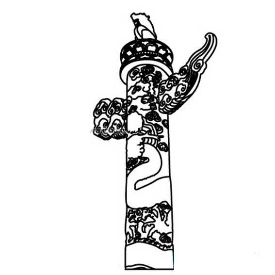 中华柱简笔画-1