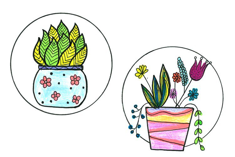 小盆栽手绘简笔画-2