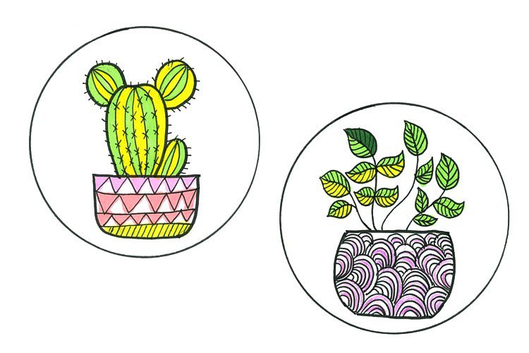 小盆栽手绘简笔画-7