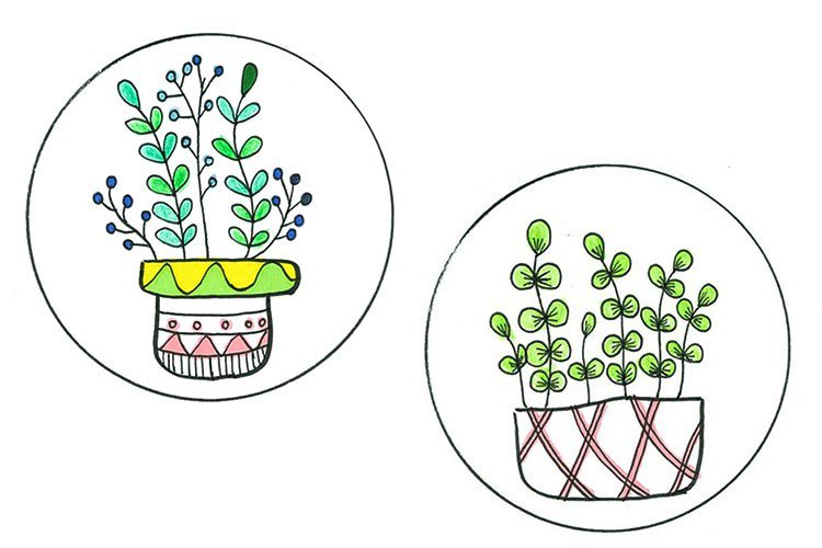 小盆栽手绘简笔画-8