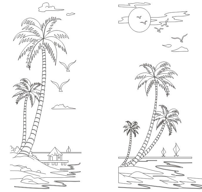夏天的椰子树简笔画图片-2