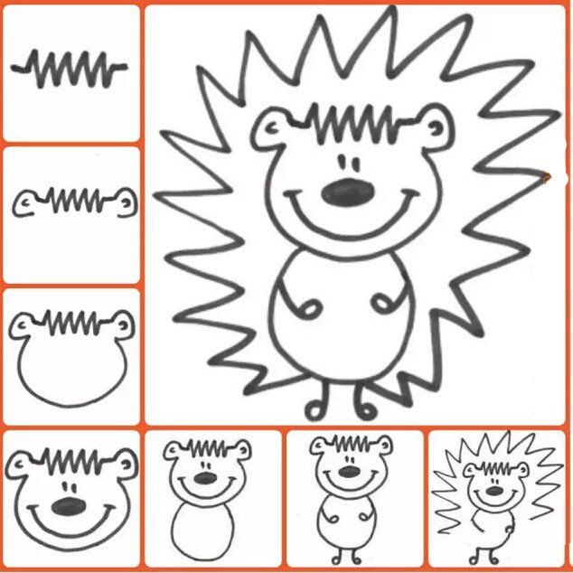幼儿简笔画教程_刺猬的画法简笔画-1