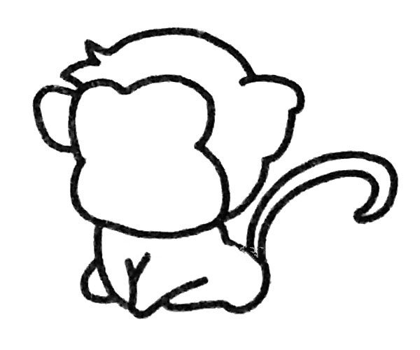 可爱的小猴子简笔画教程-3