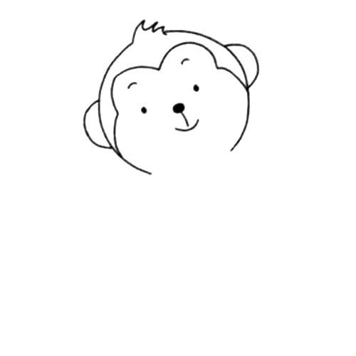 Q版动物简笔画_猴子-2