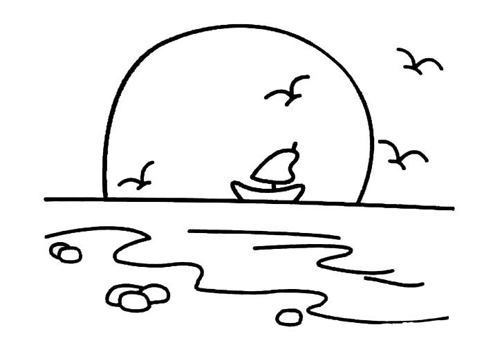 日落简笔画-1