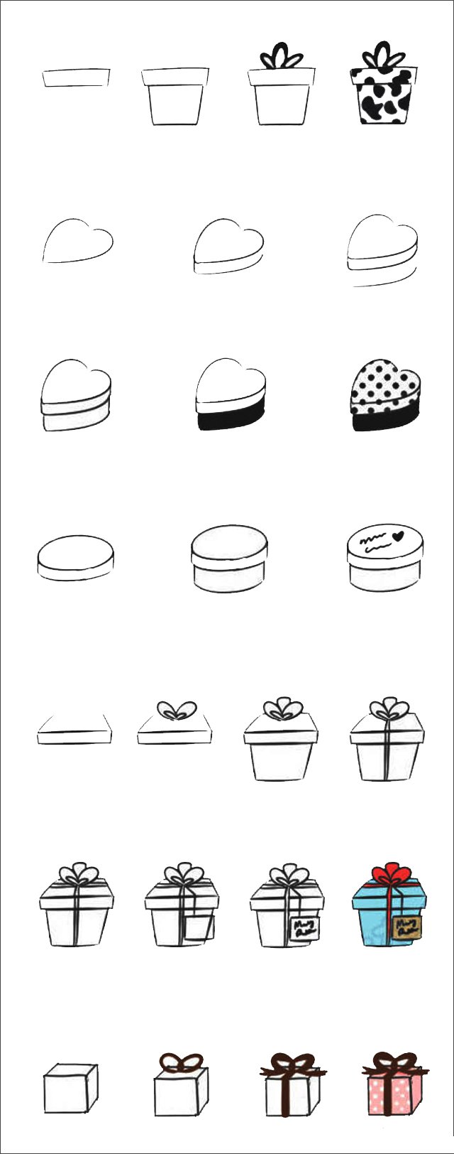 一组礼品盒子简笔画-1
