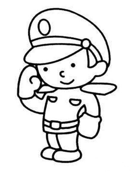 少儿可爱小警察简笔画图片大全-1