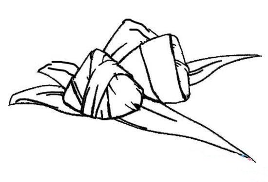 解开粽叶的粽子简笔画图片-1