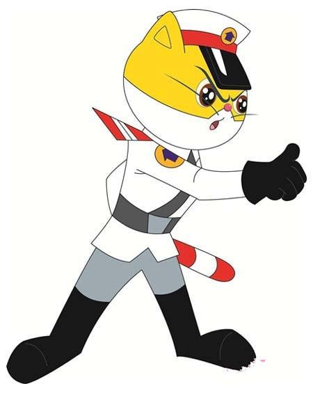 彩色白猫警长简笔画图片-1