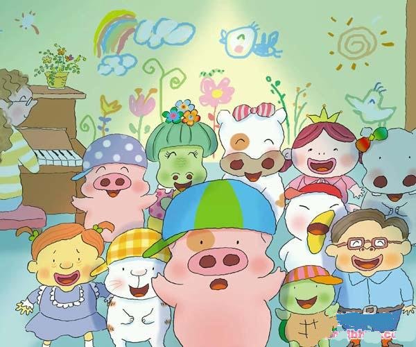 涂色的麦兜的同学们简笔画图片素材-1