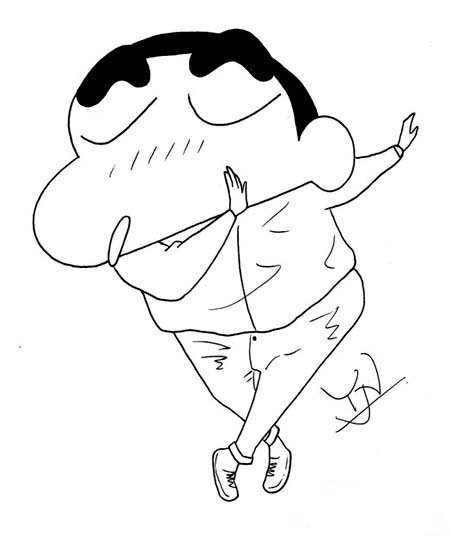 儿童卖萌的蜡笔小新简笔画图片-1