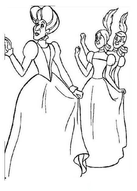 灰姑娘的继母与两个姐姐简笔画图片-1