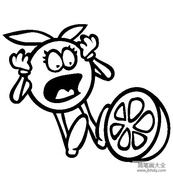 搞怪的橙子卡通简笔画-1