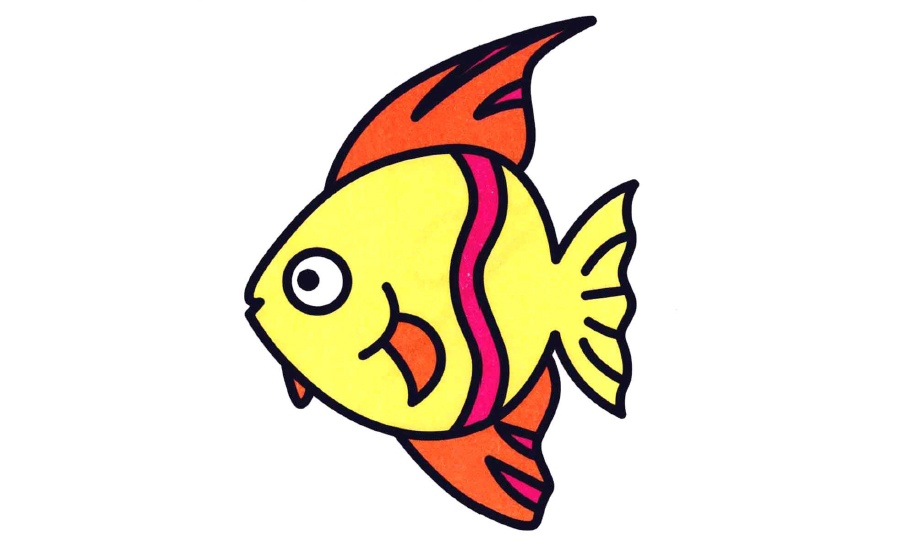 黄色小燕鱼涂色简笔画-2