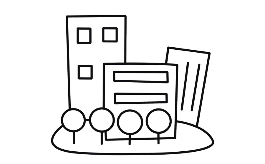 现代楼房简笔画涂色作品-1