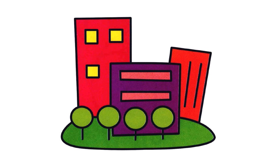 现代楼房简笔画涂色作品-2